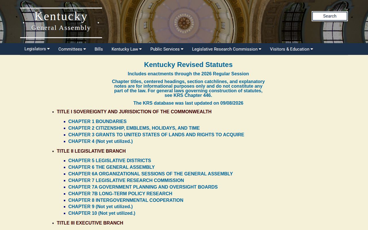 Kentucky KRS 61.8746 official statute page on booking photographs